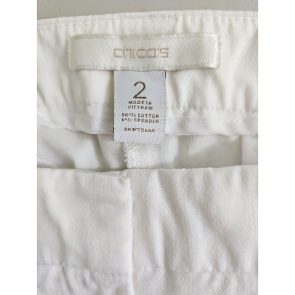 Chico’s ~Woman Size 2 (Size 12)~ Off-White Crop Stretch Pants Cuffed. - Picture 2 of 9